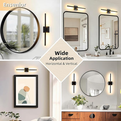 Brushed Black Vanity Light 24 Inch Modern Bathroom Light Fixtures 16W Wall Vanity Lamp Over Mirror, Dimmable 5CCT LED Wall Sconce for Bedroom Cabinets