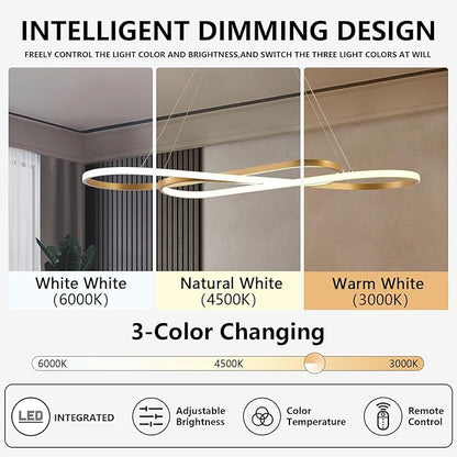 Gold Modern Chandelier for Dining Room,Creative Modern Led Pendant Light for Kitchen Island