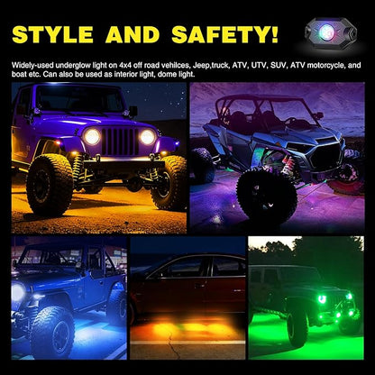 Nilight RGB LED Rock Lights Kit 12 Pods Underglow Multicolor Neon Pod with Remote & Bluetooth App Control DIY Flashing Music Mode Wheel Well Light for Truck ATV UTV RZR SUV