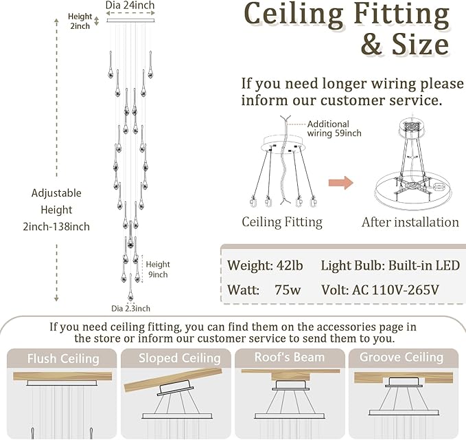ykolupty Modern Crystal Chandelier 25-Lights Raindrop Chandeliers LED Dimmable High Ceiling Pendant Light Gold Large Chadnelier for Foyer Entrance Living Room