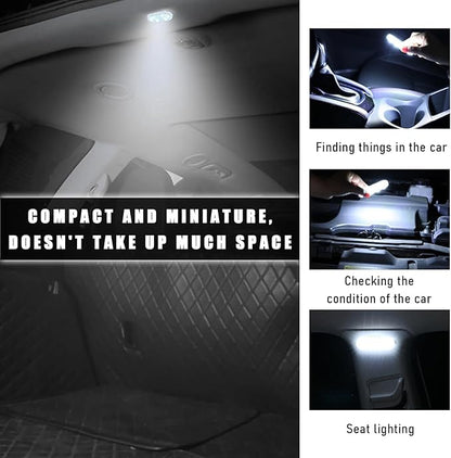 KVAEY 4 PCS Car LED Lights Interior Wireless, 7 Colors Magnetic Auto Ambient Light with 6 Bright LED Lamp Beads, Portable USB Rechargeable Vehicle Interior Led Night Light (White, Magnetic, 2pcs)