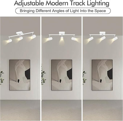 AUQUEE 3 Light Track Lighting Fixtures Ceiling, White Kitchen Lighting Fixtures Ceiling, Track Lights Ceiling, Rotatable Light Heads, Modern Track Lights for Living Room,GU10 Bulb Not Included