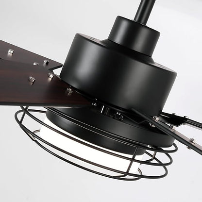 Ceiling Fans with Lights and Remote – Modern Low Profile Fandelier Ceiling Fan with Light for Bedroom & Outdoor Patio,Black 52 Inch DC Motor