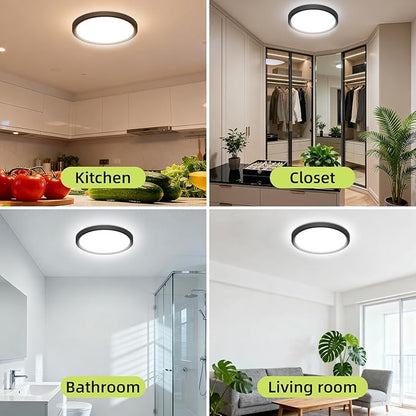hepside 12Inch LED Flush Mount Ceiling Light Fixture 5CCT 24W 2800LM Closet Light Fixture,Small Round Slim Surface Ceiling Lamp for Hallway,Bathroom,Bedroom,Kitchen,Interior