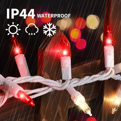LAMPHOME 100 Count Red Clear Valentine Lights, Connectable 20ft Valentine Room Lights, Plug in Pink Christmas String Light Indoor Outdoor for Christmas Bedroom Valentines Party
