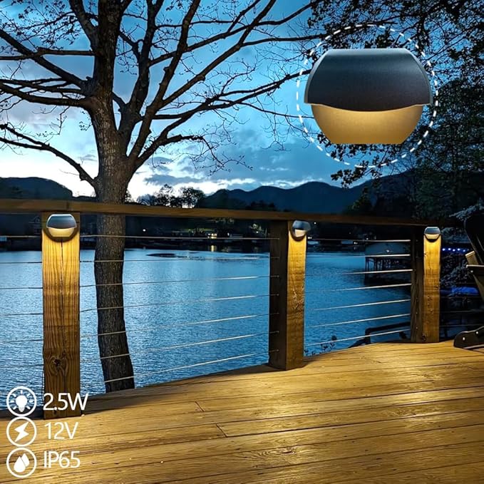 Arrownine Low Voltage Landscape Lighting Cast Aluminum 2.5W Deck Light,Deck Railing Lights Outdoor Patio Step Light,Post Fence Lighting Warm White Water Resistant IP65,Black Finish 3-Pack