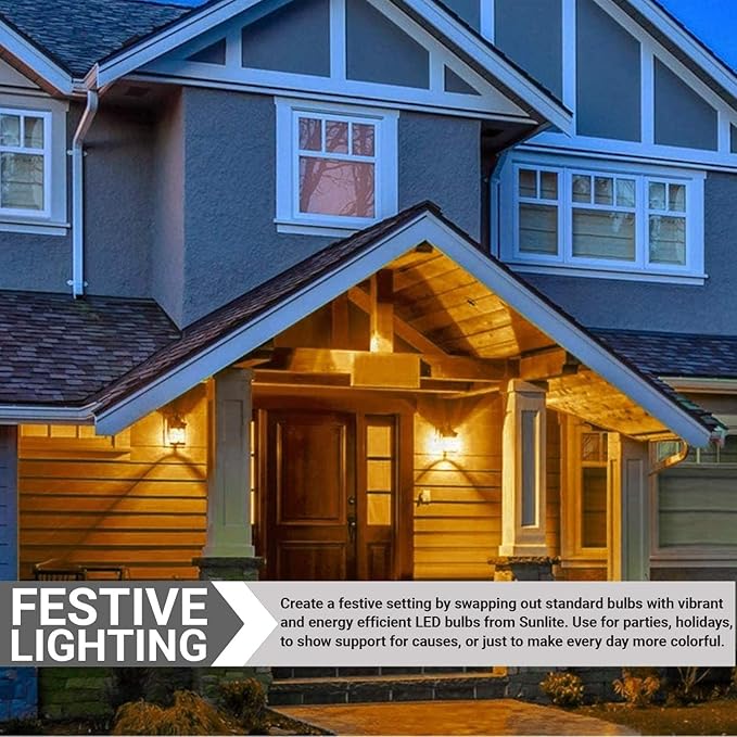 Sunlite 80149 LED A19 Colored Light Bulb, 3 Watts (25w Equivalent), E26 Medium Base, Non-Dimmable, UL Listed, Party Decoration, Holiday Lighting, 1 Count, Amber (Pack of 2)