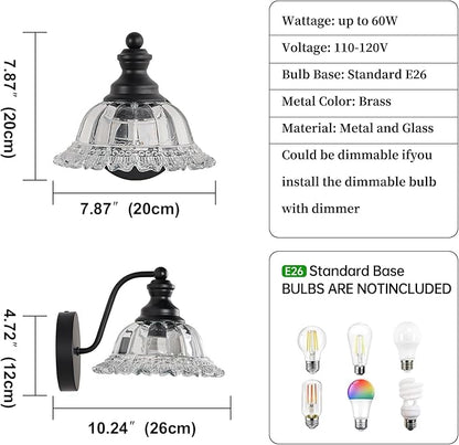 XIEDUN Vanity Light Black Wall Sconces Farmhouse Bathroom Sconces