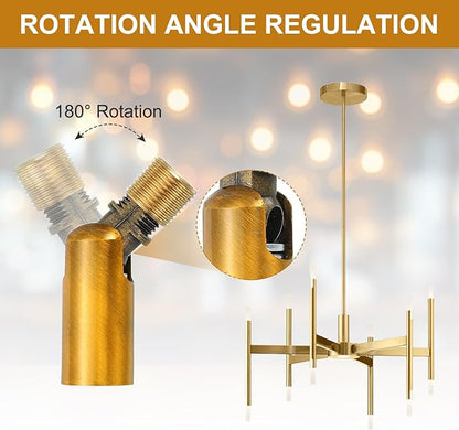 MECCANIXITY Sloped Ceiling Adapter, 180 Degree 46x15mm M10 Fine Thread Sloped Ceiling Light Fixture Adapter Kit for Ceiling Pendant Light Chandelier Track Suspend(Gold Copper)