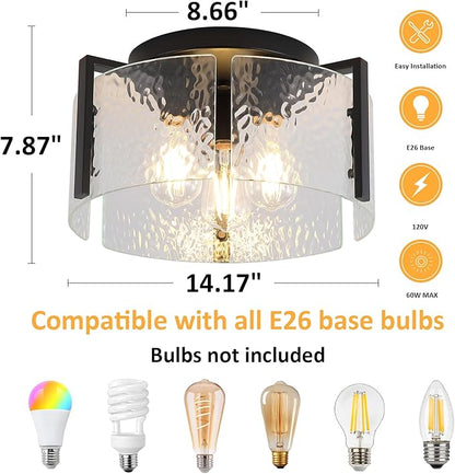 Black Flush Mount Ceiling Light Fixture, Modern Entryway Light Fixture Ceiling Mount, Close to Ceiling Light Fixtures, Kitchen Lighting Fixtures Ceiling Lights for Bedroom Bathroom Hallway Dining Room