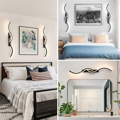 Battery Operated Wall Sconces, Rechargeable Wall Sconces, 3000K-6500K LED Wireless Wall Light, Modern Wall Lamp not Hardwired for Living Room Bedroom Hallway (Black)
