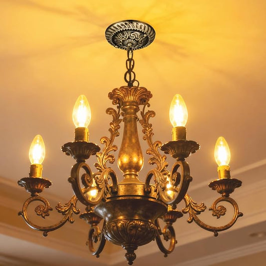 Homoyoyo Chandelier Canopy with Hook:Vintage Chandelier Ceiling Plate with Retro Pendant Light Canopy Decorative Kit for DIY Homeowners,Lighting Professionals for Pendant Satin Brass Easy Installatio