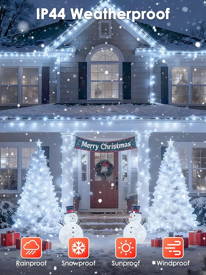 2026 New Voice Control Connectable 2PK 164FT 400LED Christmas String Lights Indoor Outdoor with Remote | Smart Twinkle Fairy String Lights 12 Modes & Timer for Xmas Tree Decor (Cold White)