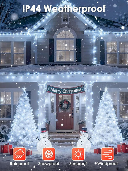 2026 New Voice Control Connectable 2PK 164FT 400LED Christmas String Lights Indoor Outdoor with Remote | Smart Twinkle Fairy String Lights 12 Modes & Timer for Xmas Tree Decor (Cold White)