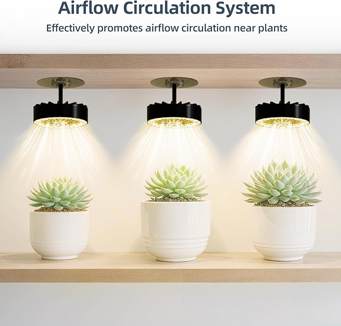 Suction Cup Grow Light for Indoor Plants, Full Spectrum LED Plant Light with Fan, Window Mount Growing Lamp for Seedlings & Succulents, CRI 90+, 2/4/8/12H Timer, 90° Lens, 3 Packs