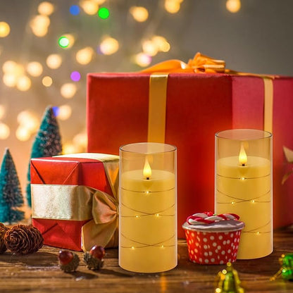 Aignis Flickering Flameless Candles Battery Operated Candles LED Candles with Remote Timer for Home/Wedding/Birthday/Holiday Decor ，Brown 3D Flame Set of 2 (D3 xH6 6")