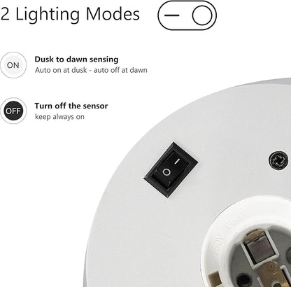 Porch Light White Dusk to Dawn Outdoor Wall Light, 13in Large Exterior Lighting Fixture for House Garage Front Door, Waterproof Outside Hanging Lamp E26 Wall Mount Lantern (Bulb Not Included)