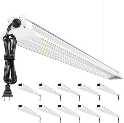 Super Bright Upgrade 60W 4' LED Shop Lights 4FT 10 Pack| 9000LM 5000K 48 inch Linkable Ceiling Lighting LED Garage Lights With Plug in For Garage Lighting,Barns,Attics,Utility Room,Shed,Tool Room