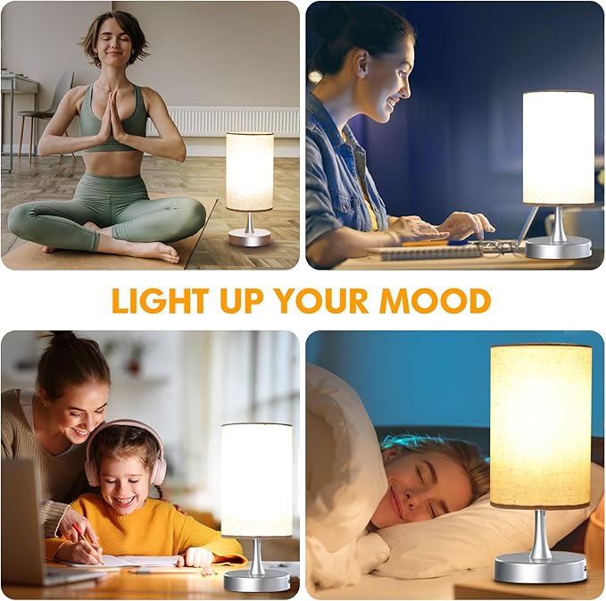 Caromolly Light Therapy Lamp, 10000 Lux Light with Remote Control, 3 Color Temperature & 4 Brightness Level & Timer, Daylight Lamp for Home, Office, Decoration(Silver Base Linen Shade)