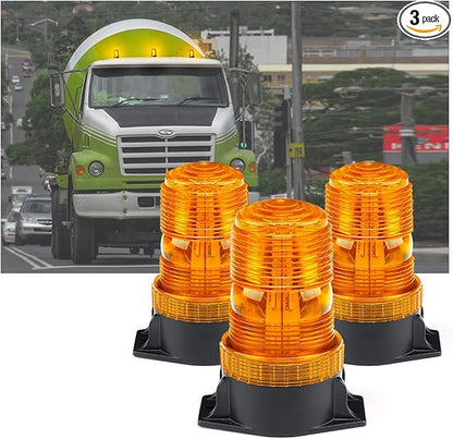 Xprite 30 LED Amber Forklift Beacon Strobe Light Safety Warning Flashing Lights for 10-110V Mower, ATV, Trucks, Tractor, Golf Carts, UTV, Cars, Bus-3PCS