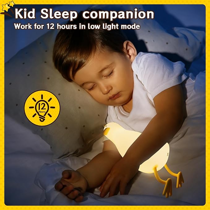Cute Duck Night Light: LED Baby Silicone Duck Lamp - 7 Colors Kids Night Lamp - Rechargeable Nursery Nightlight - Timer Function Bedside Lamp - Cute Bedroom Décor - Gifts for Children