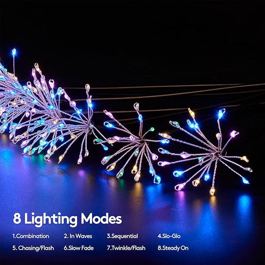 Solar Garden Lights, Firework Starburst Ground Plug Lights 2 Packs, 160 LED Solar Powered Waterproof Firefly Light for Outdoor Garden, Patio, Yard, Flowerbed Decor, Colorful