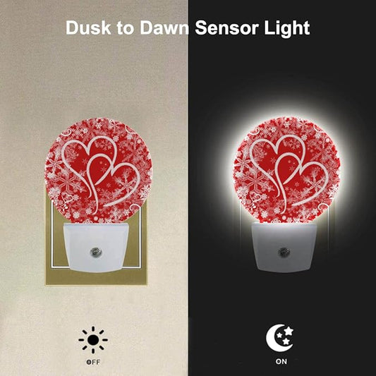 EKOBLA Red Heart Night Light, Valentine Love Symbol Design Plug into Wall with Dusk to Dawn Sensor, Soft Warm Nightlights for Hallway, Bedroom, Bathroom