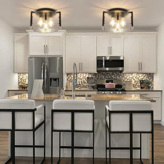 Black Flush Mount Ceiling Light Fixture, Modern Entryway Light Fixture Ceiling Mount, Close to Ceiling Light Fixtures, Kitchen Lighting Fixtures Ceiling Lights for Bedroom Bathroom Hallway Dining Room
