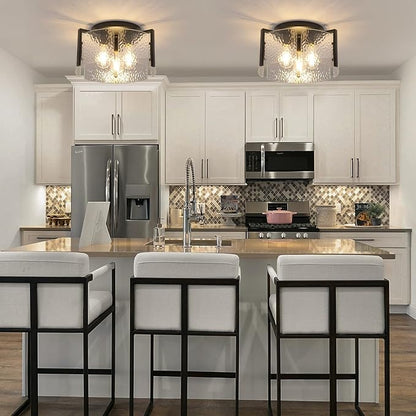 Black Flush Mount Ceiling Light Fixture, Modern Entryway Light Fixture Ceiling Mount, Close to Ceiling Light Fixtures, Kitchen Lighting Fixtures Ceiling Lights for Bedroom Bathroom Hallway Dining Room