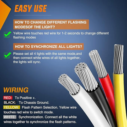 Nilight 4PCS 24LED Emergency Strobe lights 12V 24V Amber White Surface Mount Grille Hazard Safety Warning Lights Sync Feature Side Flashing Marker Flash for Car Truck Campers