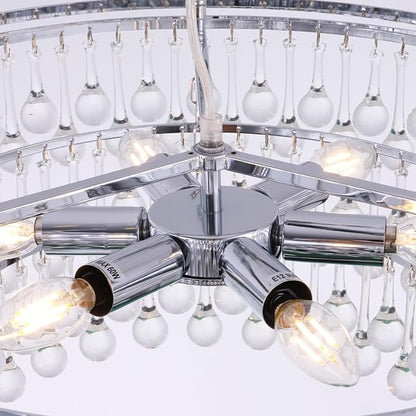 TOCHIC Modern Crystal Chandelier for Dining Room, 24 inch Chrome Chandeliers Light Fixtures Ceiling Hanging Crystal Pendant Lighting for Living Room, Kitchen Island Light, Bedroom Chandelier, 3 Tiers