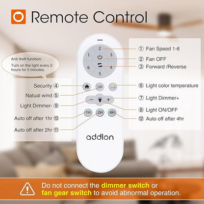 addlon 2 Pack 52 inch Ceiling Fans with Lights, Black Low Profile Ceiling Fan with Light and Remote Control, Flush Mount, Reversible, 3 Wood Blades, 3CCT Dimmable, Ceiling Fan for Indoor/Outdoor Use
