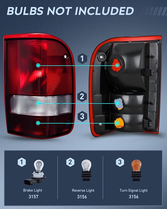 Nilight Taillight Assembly Compatible with 1993 1994 1995 1996 1997 Ford Ranger Dark Red Tail Light OE Style Rear Lamp Replacement Passenger Side