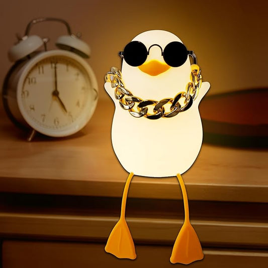 Anywin Duck Night Light for Kids, Cute Benson Ducks Gifts, Squishy Touch Silicone Animal Nursery Bedside Lamp Goose Gifts, Dimmer & Rechargeable, Birthday Gifts for Boys Girls Women Teen(Hip Hop Duck)