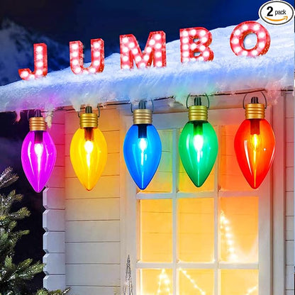Super Jumbo C9 Christmas Pathway Lights Outdoor - 2 Pack Total 22FT 10 LED C9 Walkway Light, Multicolor Christma Decoration Outside, Giant Christmas Lights Outdoor for Lawn Holiday Yard