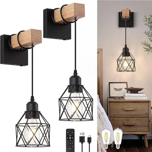 Battery Operated sconces Set of 2 for Bathroom, Dimmable Wall Sconces with Remote Control, LED Wireless Wall Lights for Living Room, Hallway, Bedroom(2 Pack)