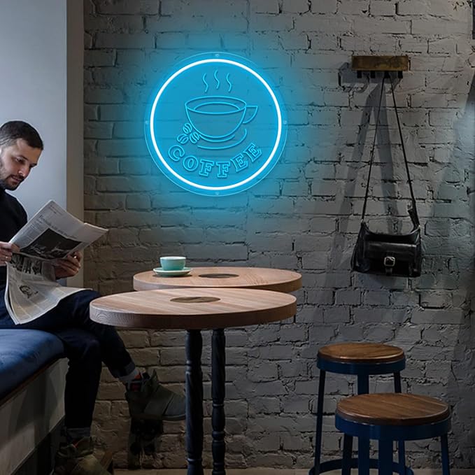 Coffee Neon Sign Coffee Bar Decor Dimming Coffee Sign or Restaurant Coffee Shop Cafe Bar Beer Pub Store Ad Window Display LED Coffee cup Kitchen Bedroom Man Cave Home Birthday Party