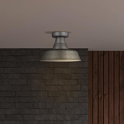 Generation Lighting 1-Light Barn Light Outdoor Ceiling Lamp Weathered Pewter 7837401-57, Flush Mount Ceiling Light Fixture for Home Decor, Farmhouse Outdoor Light Fixture Can Use LED Light Bulbs