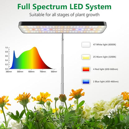 Aumtrly Grow Lights for Indoor Plants, Full Spectrum Table Plant Lights for Growing Small Plants, 5000K White Light LED Indoor Plant Light with Base, 26 Inch Height Adjustable, 6/12/16H Timer