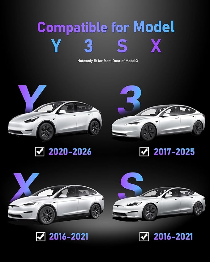 LOWEEY Car Door Lights Logo Projector Compatible with Accessories for Model Y 3 X S, No Fade 4K-HD Puddle Lights Car Welcome Light 3D Laser Ghost Shadow Light (Purple Logo)