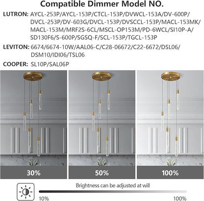Modern Light Fixture Kitchen Island Pendant Light Dimmable LED Gold Pendant Lights Mini Crystal Pendant Lighting for Bedroom Dining Room Living Room（5-Light ）