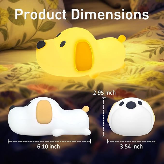 Cute Dog Night Light, Dimmable with Soft Silicon Dog Light, Kindergarten Kawaii Light, Rechargeable Touch Night Light for Boys and Girls, Used for Camping Room Decoration.