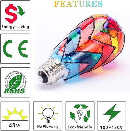 I-SHUNFA Edison Stained Glass LED Light Bulb,6 Watts Heatless E26 ST64 LED Light Bulbs for Home Party,Recreation Room,Balcony,Garden,Christmas Decoration 2 Pack