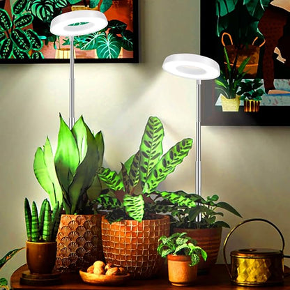 Grow Light for Indoor Plants Growing, 4000K Full Spectrum Halo Plant Lamp for Seedlings Succulents Small Mini Plants, 3 Colors Spectrum Changeable & Auto On Off Timer 4/8/12/18Hrs (2 Pack)