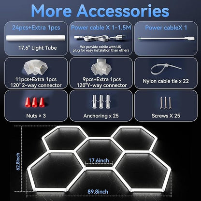LZHOME Hexagon 5000K LED Garage Lights: 25 Pack Updated 1.31-inch Wider Size,26300LM Super Bright Hex Lighting Ceiling LED Shop Light for Garage, Car Detailing, Workshop, Warehouse, Gym, Basement