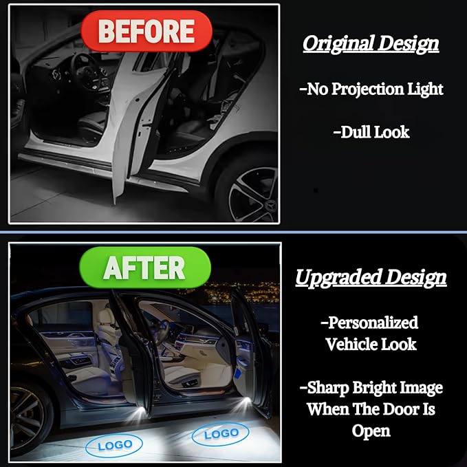 LED Car Door Light Logo Projector (Blue) Welcome Courtesy Light for Toyota Highlander 4runner Avalon Camry Corolla Land Cruiser Prius Sequoia Sienna Tundra Venza Accessories.