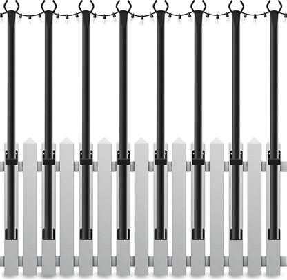 Mutovlin 8 Pack String Light Poles,5 Ft Light Poles for Outside String Lights,Outdoor Lights Pole with Fork,Metal Poles Stand for Patio Deck Backyard