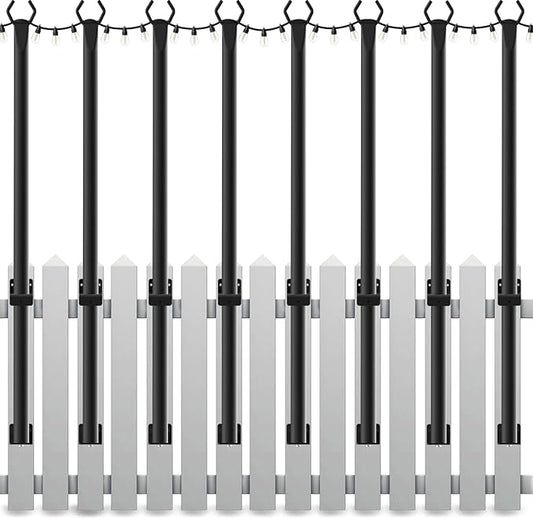 Mutovlin 8 Pack String Light Poles,5 Ft Light Poles for Outside String Lights,Outdoor Lights Pole with Fork,Metal Poles Stand for Patio Deck Backyard
