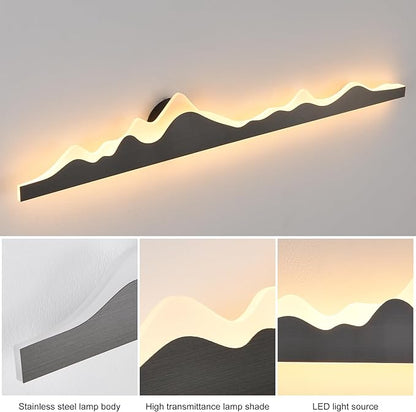 Qcyuui Wall Sconce with Remote Control 47.2inch Dimmable LED Wall Lights Black Led Wall Sconce Indoor Mountain Shape Wall Lamps for Living Room Bedroom Hallway,24W