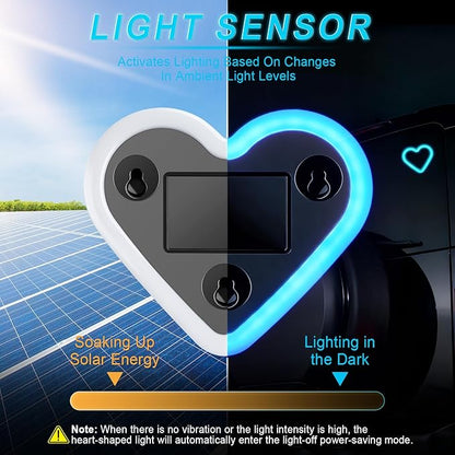 iFunyLED Car LED Interior Lights, Heart-Shaped Ambient Light for Windows, 5 Lighting Modes, Charging Through Type-c and Solar Energy, Car Decorations for Women Men, Pack of 1, (Ice Blue)